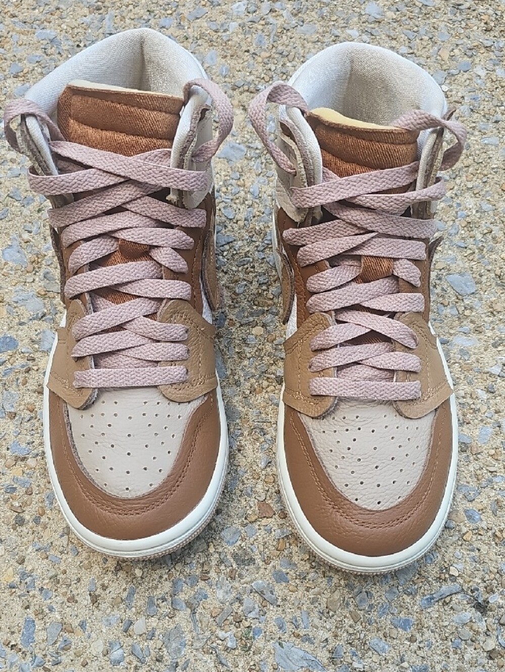 Jordan Women’s Mid-Top Sneakers in Brown, Tan, and Cream - Picture 2 of 5